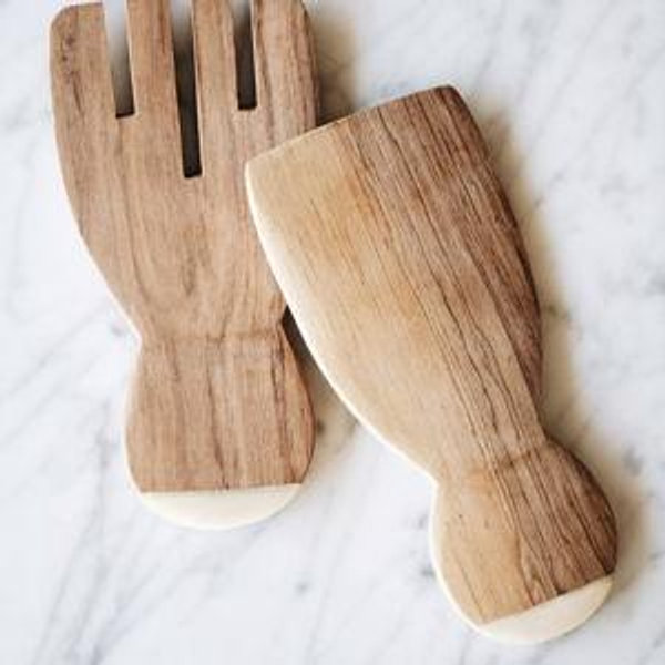 Connected Goods Wild Olive Wood Paddle Salad Servers