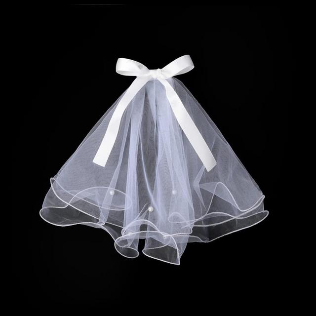 Gigicloud Dog Veil Dress Bride Costume Pet Wedding Veil with Clip Handmade Dog Hair Bow Veil Headwear Dog Hair Accessories for Valentines Day Wedding Party Decoration