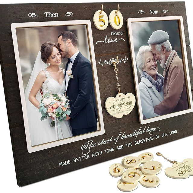 A'arkaJ (1-99th Wedding Anniversary Picture Frame, Happy Anniversary Wedding Gifts for Her Him Wife Husband, Double-Opening Frame (4”x6”)