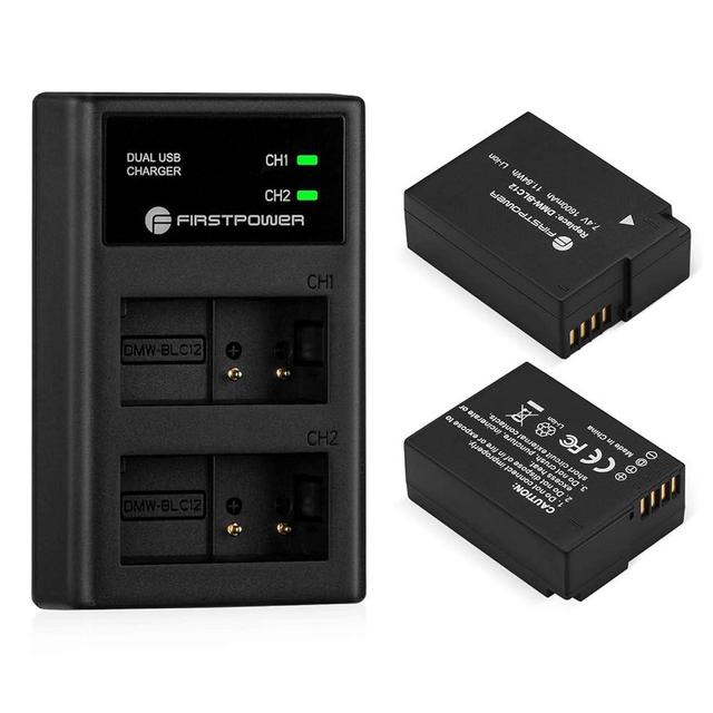 FirstPower DMW-BLC12 Battery and Dual USB Charger for Panasonic Lumix DMC-G7, DMC-G85, DMC-G95, DMC-FZ1000, DC-FZ1000 II, DMC-GH2, DMC-G5, DMC-G6, DMC-GX8, DMC-FZ200, DMC-FZ300, DMC-FZ2500 Cameras