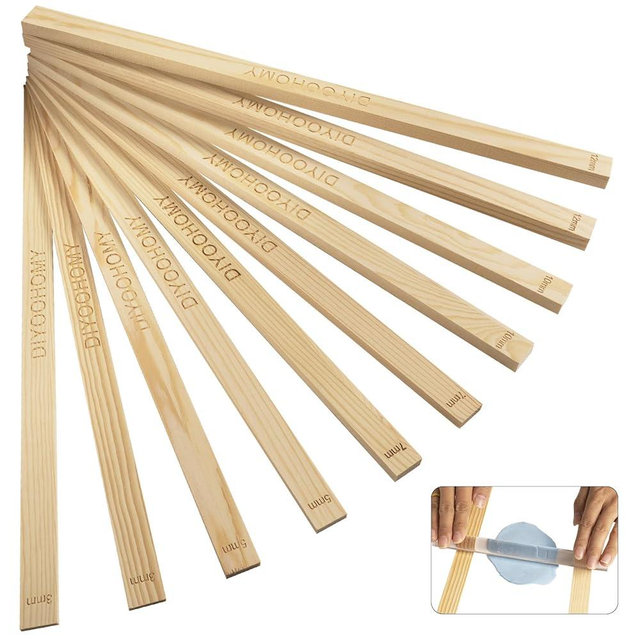 DIYOOHOMY 17in Rolling Pin Guides for Dough Thickness Polymer Clay Tools, Wooden Slab Roller for Clay, Clay Rolling Pin Depth Guide Pottery Ceramics Supplies