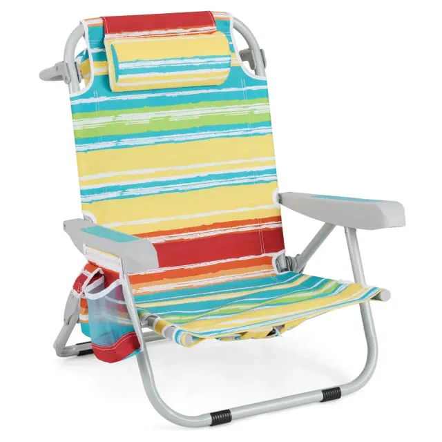 Costway 1 PCS Folding Beach Chair for Adult Lightweight Aluminum Camping Chair with Storage Bag Multicolor