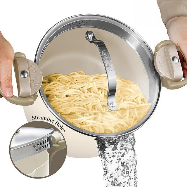 Gotham Steel 8 Quart Large Stock Pot Multipurpose Pasta Pot with Strainer Lid, As Seen On TV, Nonstick Cooking Pot + Pasta Strainer Pot with Lid, Spaghetti Pot, Kitchen Gadgets Dishwasher Safe