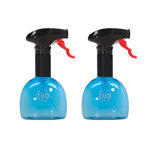 Evo Oil Sprayer Non-Aerosol Bottle for Olive Oil and Cooking Oil (Blue, 8 oz) (2-Pack)