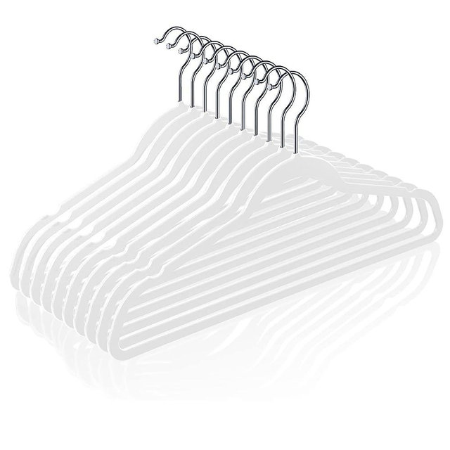 TIMMY Plastic Hangers,White Suit Hangers 50 Pack,Heavy Duty Hangers, Space Saving Non Velvet Adult Slim Large Coat Hangers