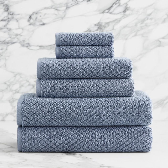 Textured Towel Collection, Set of 6, Jardin Blue