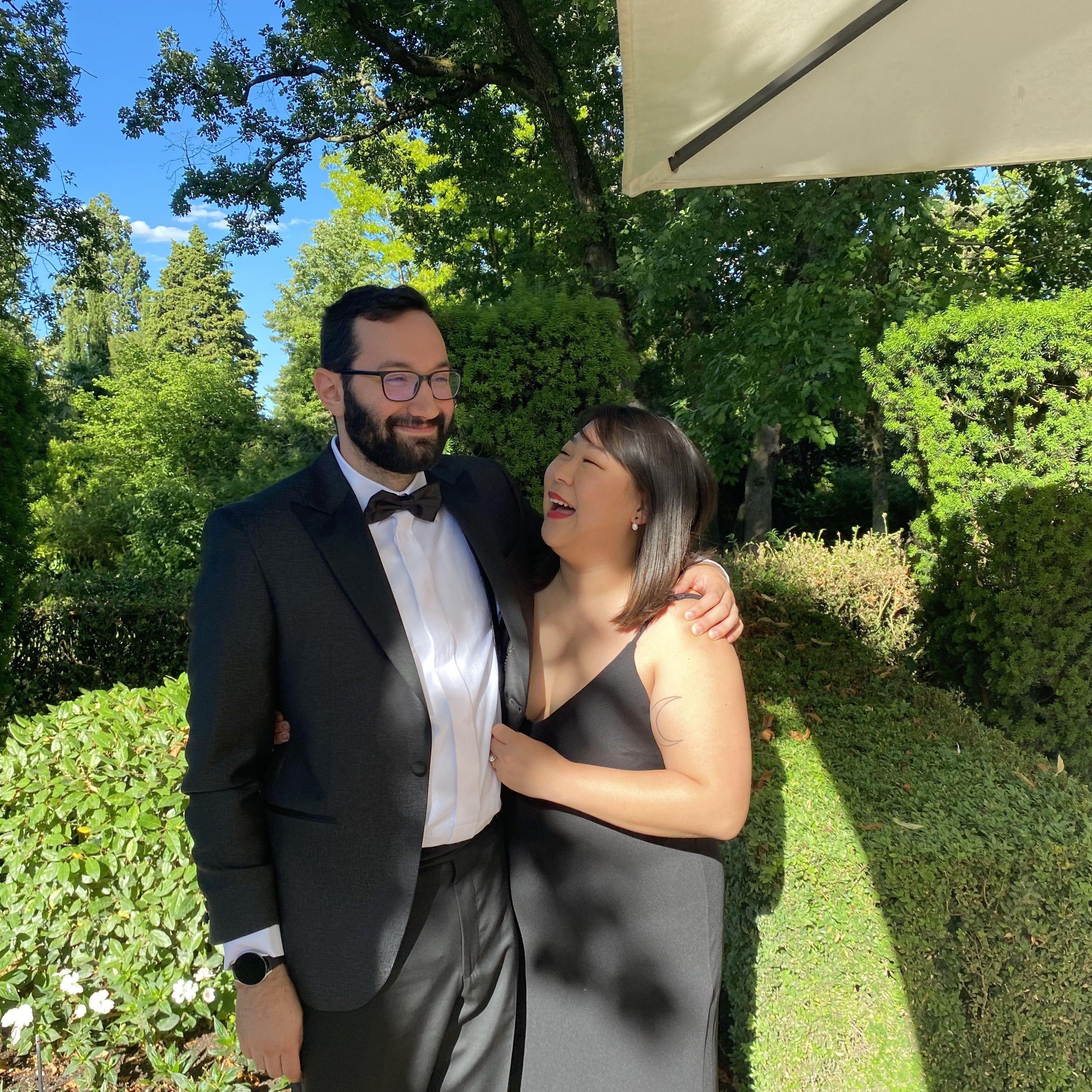 Our first trip to Europe together for Rebecca and Adrien's wedding!