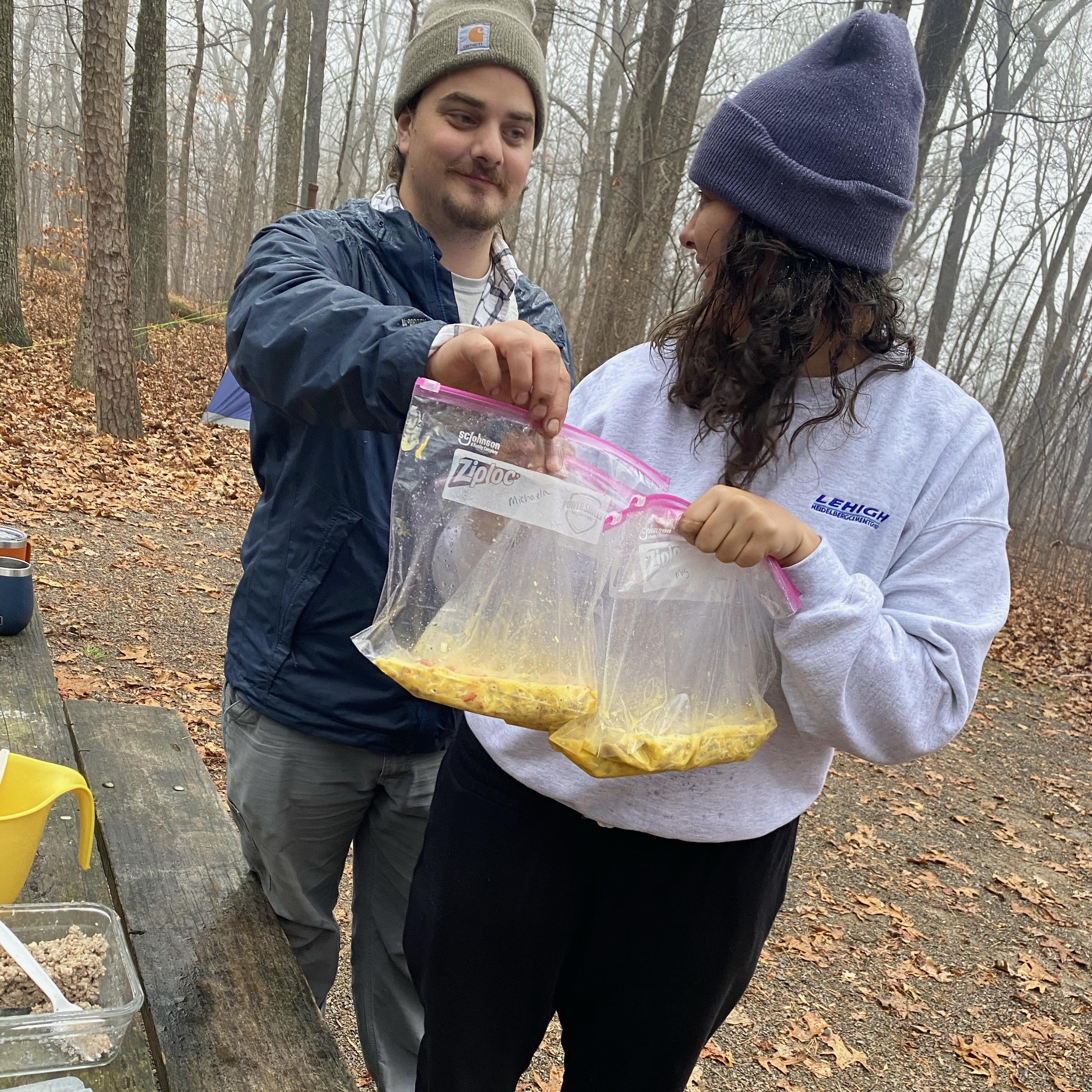 Cowboy omelets on a camping trip