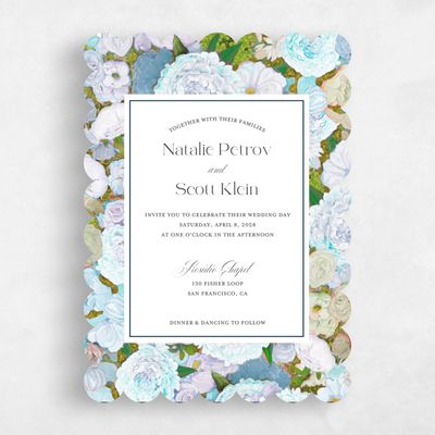 Blue Scalloped Wedding Invitation - Horto Portrait