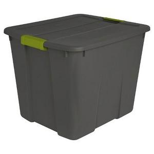 Sterilite 20 Gal Latch Tote Gray with Green Latches