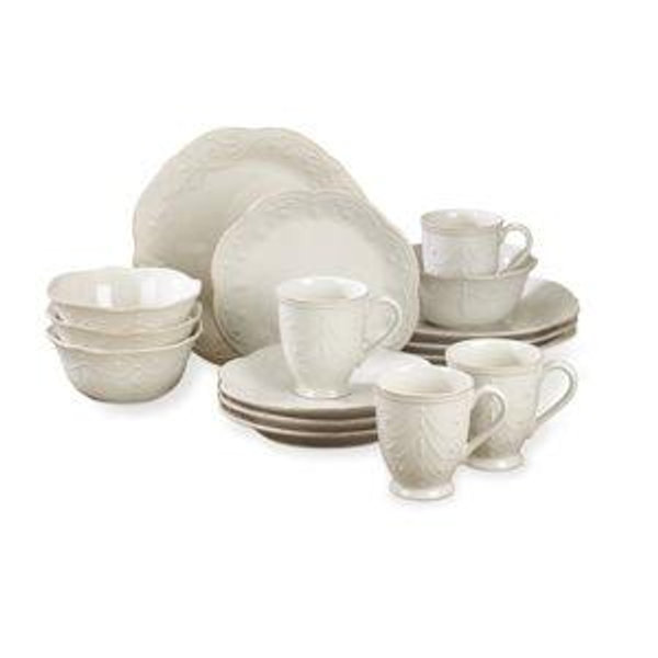 French Perle White 16-Piece Dinnerware Set