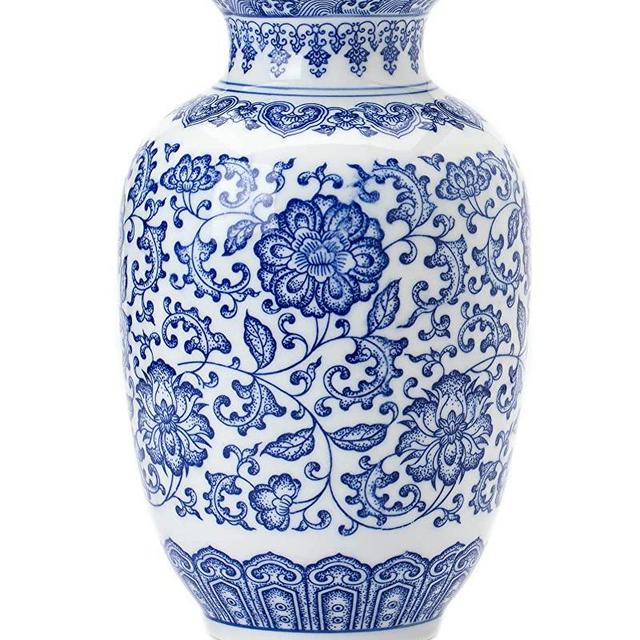 GaLouRo Blue and White Vase, Blue Vase, Chinoiserie Vase, Blue and White Ginger Jar Vase for Home Decor, Blue and White Porcelain Decor,9 "H