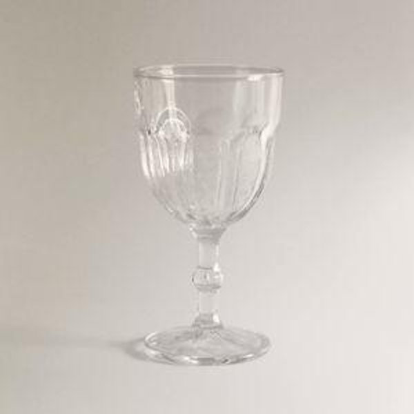 Raised Floral Design Wine Glass