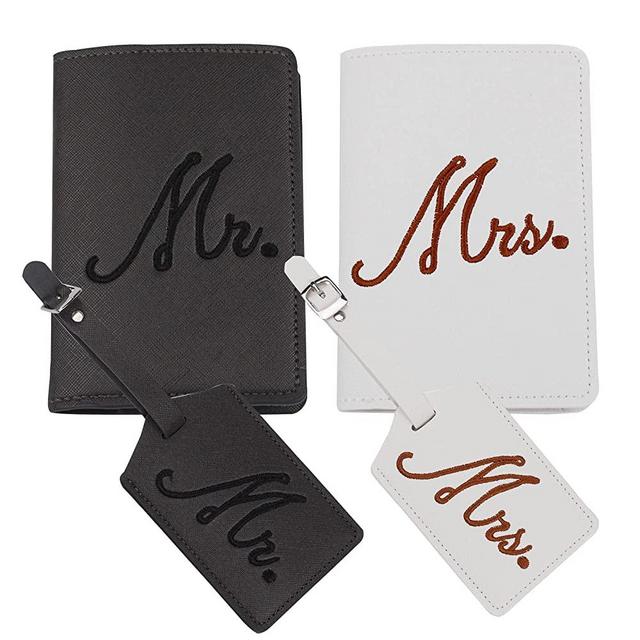 Snogisa embroidery Travel Luggage Tags Passport Cover, Passport Wallets Travel Holder Set, Honeymoon gift, Best Bridal Shower and Engagement Gifts