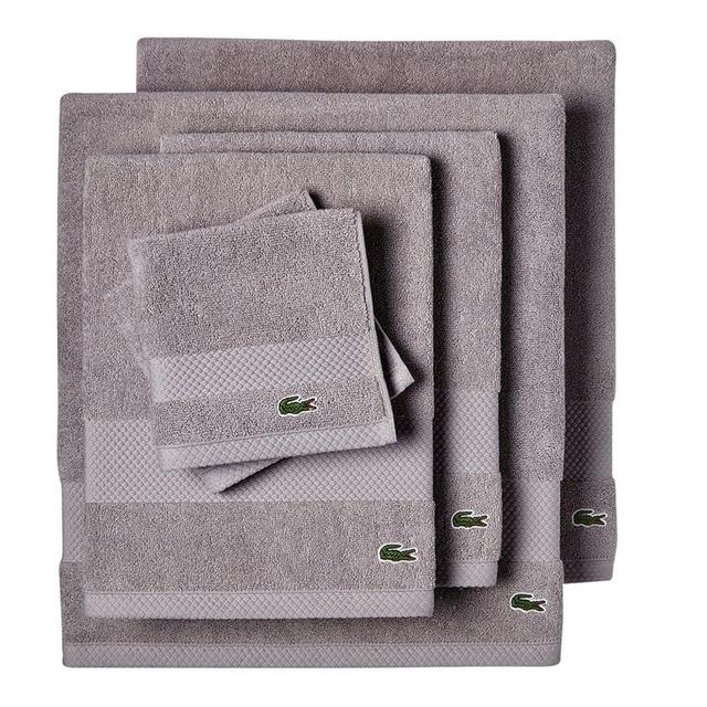 Lacoste Heritage Supima Cotton 6-Piece Towel Set, 2 Bath Towels, 2 Hand Towels, 2 Washcloths, Meteorite