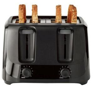 Mainstays 4-Slice Toaster Black with 6 Shade Settings and Removable Crumb Tray