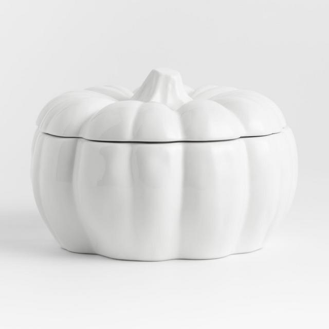 White Ceramic Pumpkin Serving Bowl