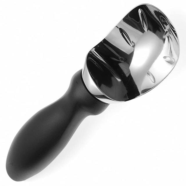 Spring Chef Ice Cream Scoop with Soft Grip Handle, Professional Heavy Duty Sturdy Scooper, Premium Kitchen Tool for Cookie Dough, Gelato, Sorbet, Black, 2 Pack