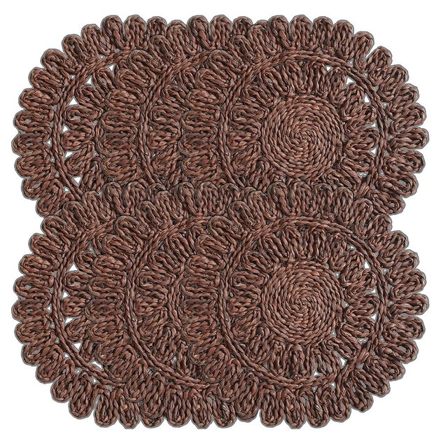 Tihoda Circorn 13.8" Flower Woven Placemats Set of 6 - Corn Husk Tablemats | Vintage Boho Plate Chargers & Centerpiece Mats | Thick Hand-Braided Farmhouse Decor for Christmas, Party, Housewarming Gift