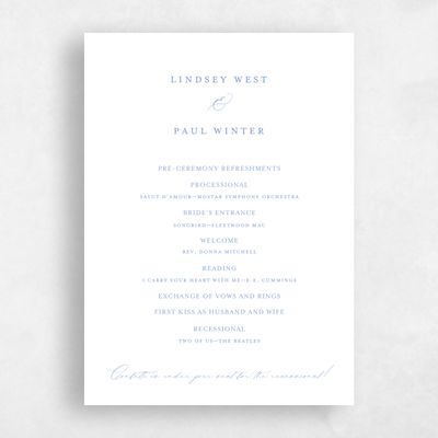 Dusty Blue Wedding Program - Richmond Letterpress