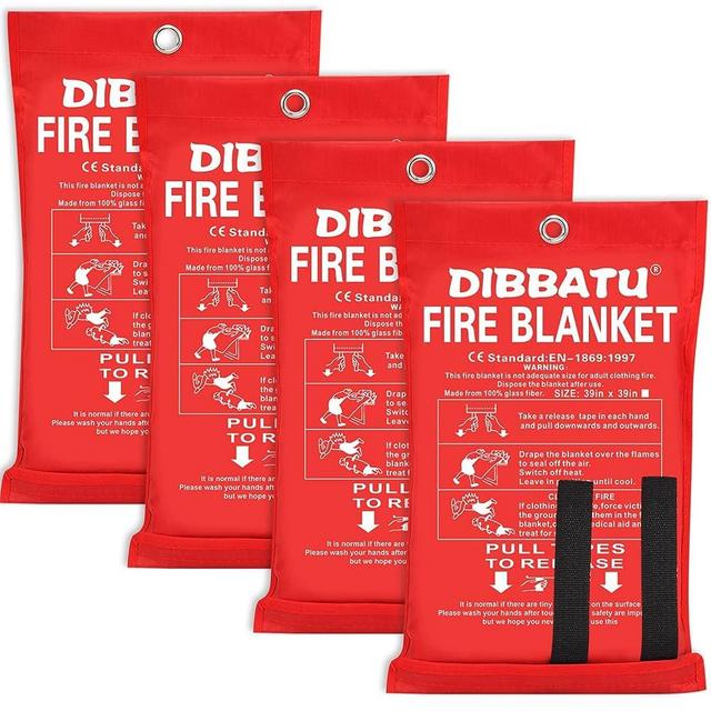 DIBBATU Fire Blanket Emergency for Kitchen, Suppression Flame Retardent Safety Blanket for Home, Schooll, Fireplace, Grill, Car, Office, Warehouse (39 in X 39 in)