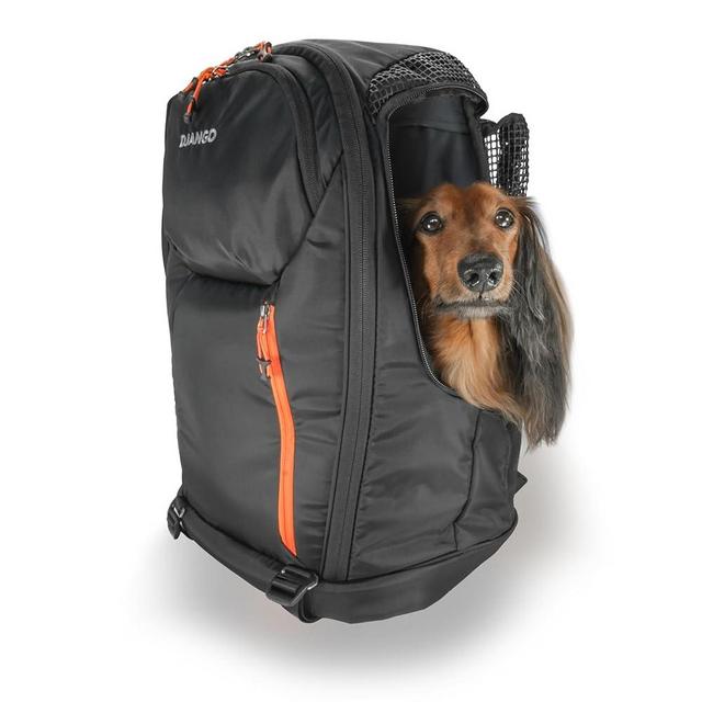 DJANGO Dog Carrier Backpack—Modern Pet Carrier Backpack for Dogs and Cats with Large Mesh Panels, YKK Locking Zippers, Multiple Zipper Pockets & Laptop Pocket—For Hiking, Commuting, Outdoor Adventures