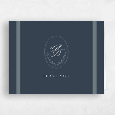 Grayed Navy, Blue Wedding Thank You - Clyde Landscape