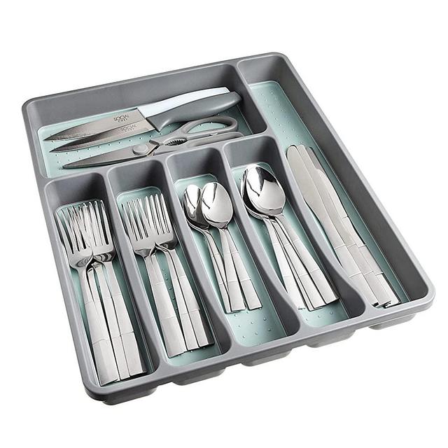 Kitchen Drawer Silverware Organizer Tray - 6-Slot Small Flatware Holder and Utensil Holder - Desk Drawer Organizer - Storage for Kitchen, Office, Bathroom (Mint)