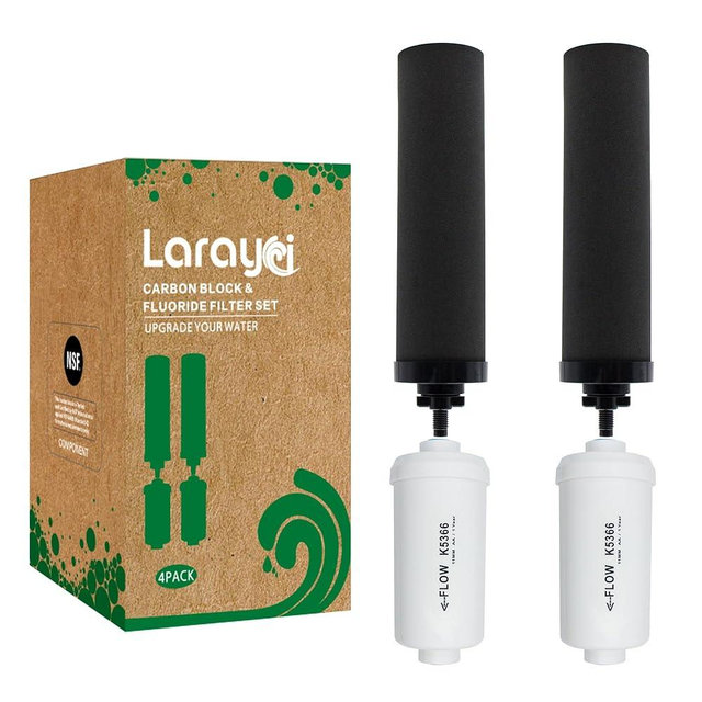 Larayci Gravity Water Filter Replacement for Berkey® Gravity Water Filter System, Compatible with Berkey® BB9-2 Black Filters & PF-2® Fluoride Filters, Combo Pack