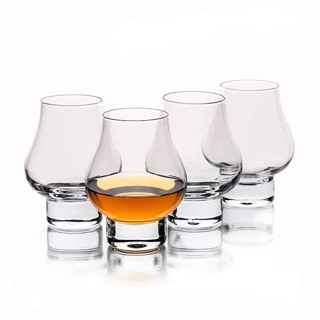 MULSTONE Scotch Whiskey Cognac Snifter Glasses - Set of 4 - Crystal Whiskey Glasses with Stems - Brandy Snifters Vintage-Style - Beautiful Barware for Bar Décor