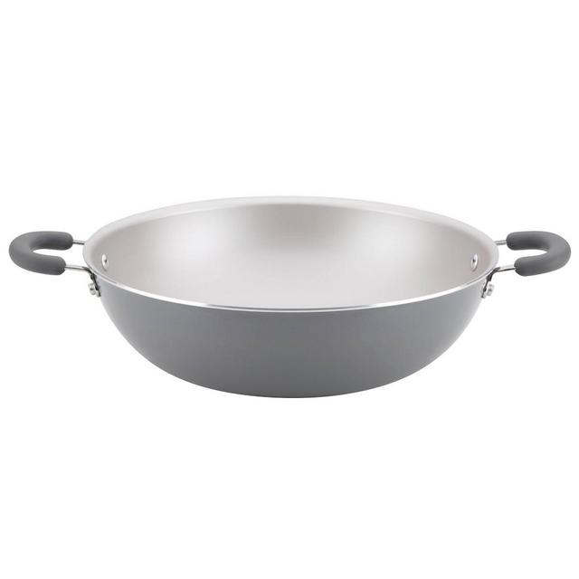 Rachael Ray 14.25" Aluminum Open Wok Gray