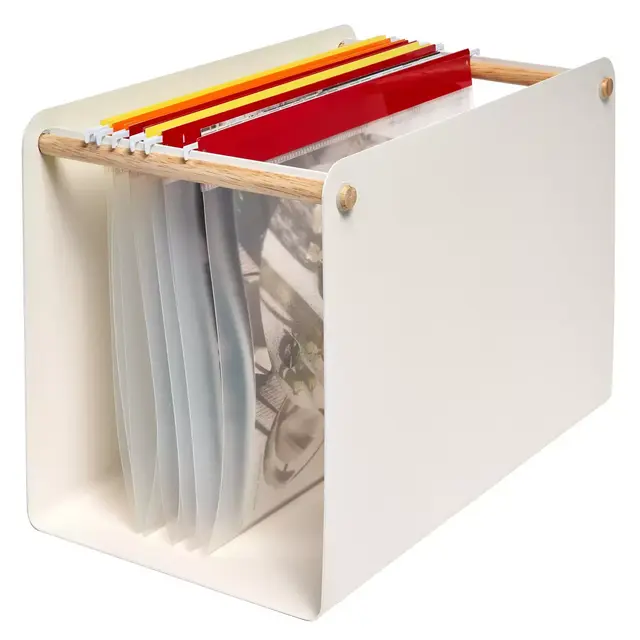 Squared Away™ Wood and Metal Hanging File Organizer in Coconut Milk