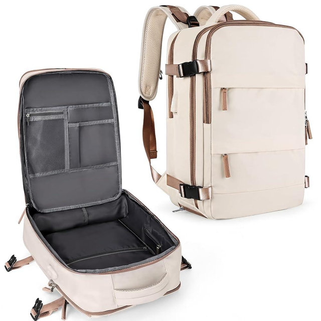 coowoz Large Travel Backpack For Women Men,Carry On Backpack,Hiking Backpack Outdoor Sports Rucksack Casual Daypack travel essentials(Beige Brown)