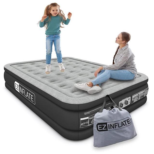 EZ INFLATE Double High Luxury Air Mattress with Built in Pump, Inflatable Mattress