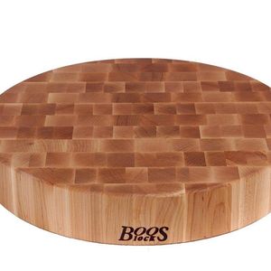 John Boos Maple Wood End Grain Round Butcher Block Cutting Board, 18 Inches Round x 3 Inches