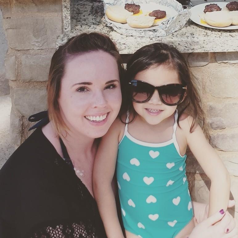 The bride and her flower girl, Autumn.