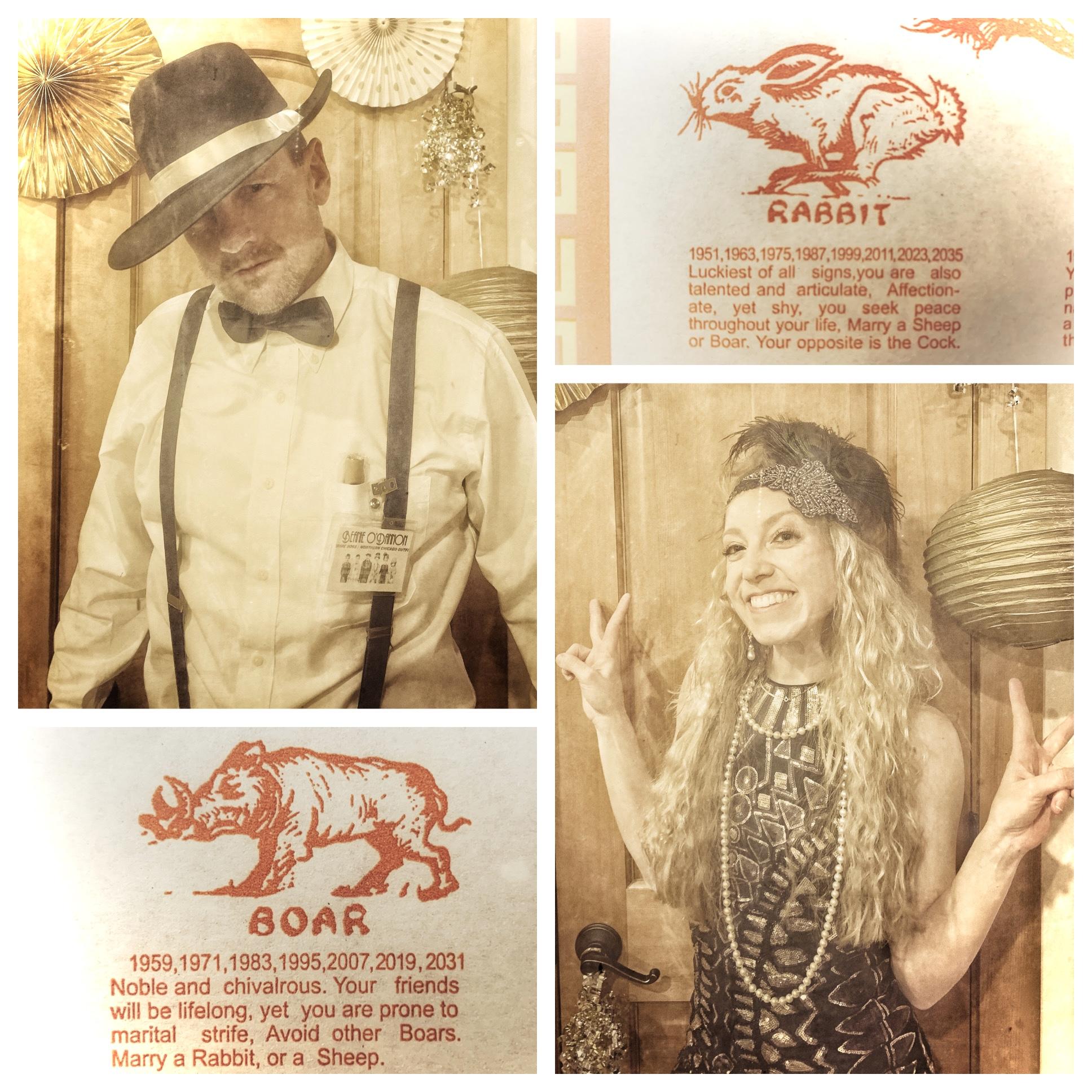 Good omens for Rabbits and Boars! We celebrated Valentine's Day weekend 2021 at a 1920's murder mystery party