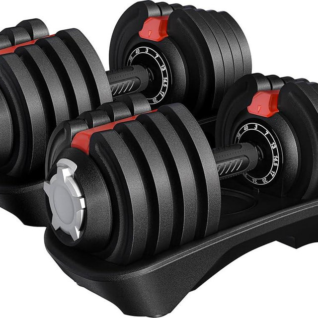 Yaheetech Adjustable Dumbbell Set 28/40/52.5/90LBS Adjustable Dumbbells Fast Adjust Dumbbell Weight Set with Anti-Slip Handle and Tray for Men/Women Home Gym Strength Training Equipment Single/Pair