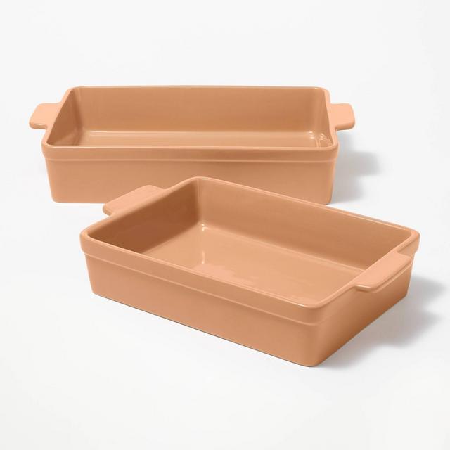 2pc Stoneware Rectangle Baking Dish Set Terracotta Orange - Figmint™