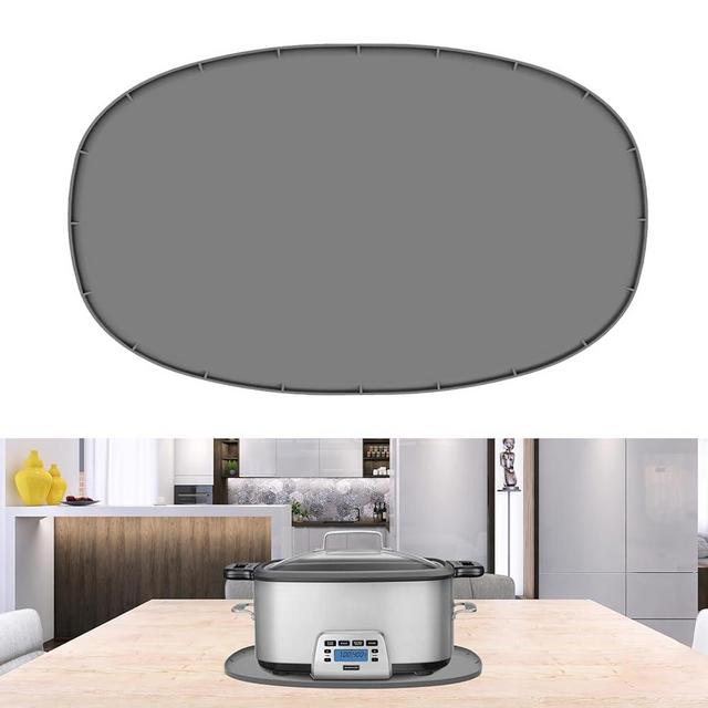 Heat Resistant Mat for 6-8 Quart Slow Cooker, Kitchen Heat Resistant Silicone Trivet，Oval Thickened Silicone Non Slip Heat Resistant Mat
