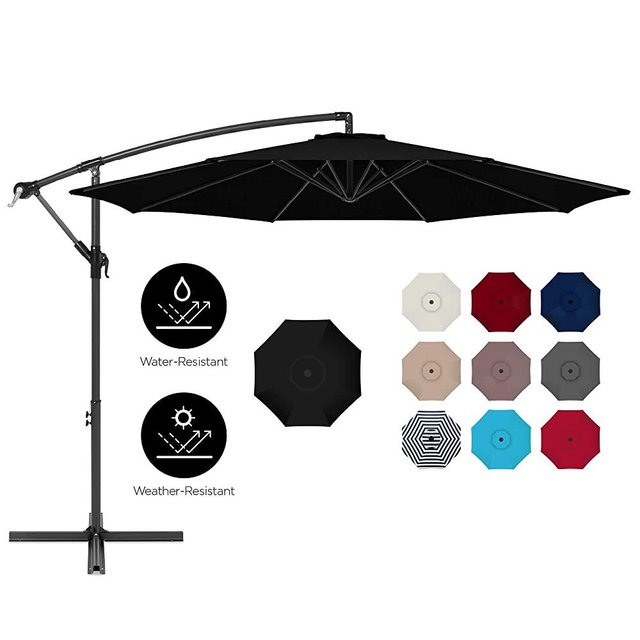 Best Choice Products 10ft Offset Hanging Outdoor Market Patio Umbrella w/Easy Tilt Adjustment - Black