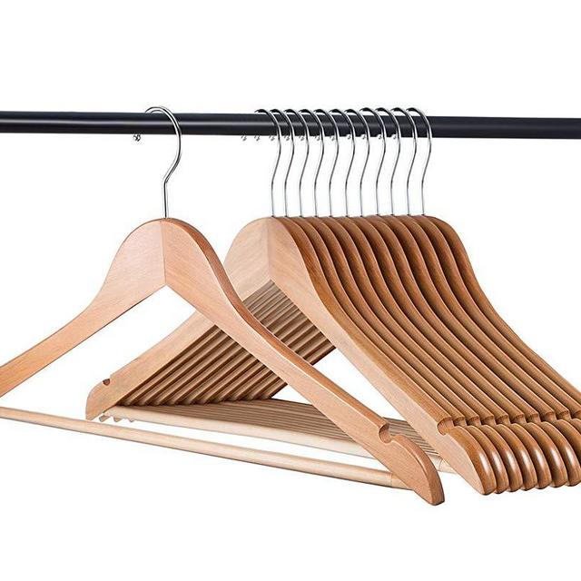 Home-it (20 Pack Natural Wood Hangers - Solid Wood Clothes Hangers - Coat Hanger Wooden Hangers
