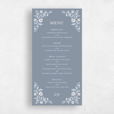 Blue Wedding Menu - Petal