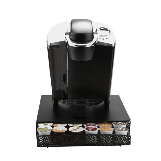 Mind Reader 36 Capacity K-Cup Single Serve Coffee Pod Storage Drawer with Flower Pattern (Black)