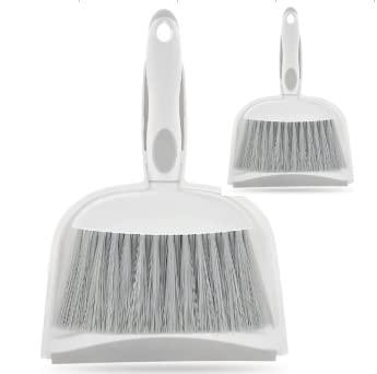 Broom Dustpan Brush Small Dust pan : Mini Broom and Dustpan Set Small Dust pan and Brush Set Whisk Broom and Dustpan Set Small Broom and Dust pan Set for Desk, Home,Tent,Small Dust pan (Gray 2pcs)