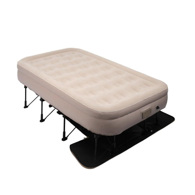 iHomey Air Mattress with Frame & Rolling Case, Self Inflatable, Blow Up Bed Auto Shut-Off, Comfortable Surface AirBed, Best for Guest, Travel, Vacation, Camping