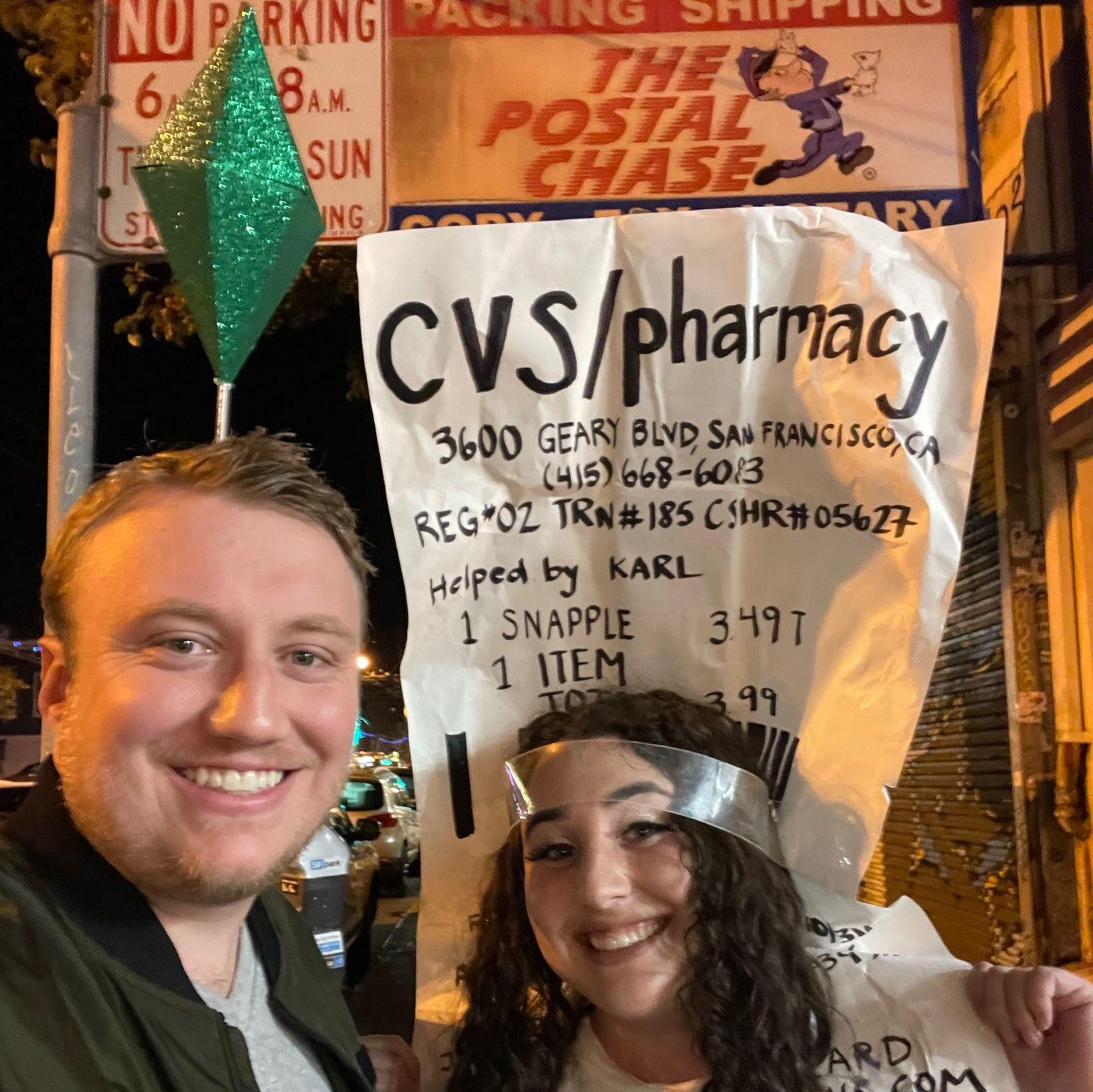 A CVS Receipt and a Sim for Halloween (no, these costumes do not go together).