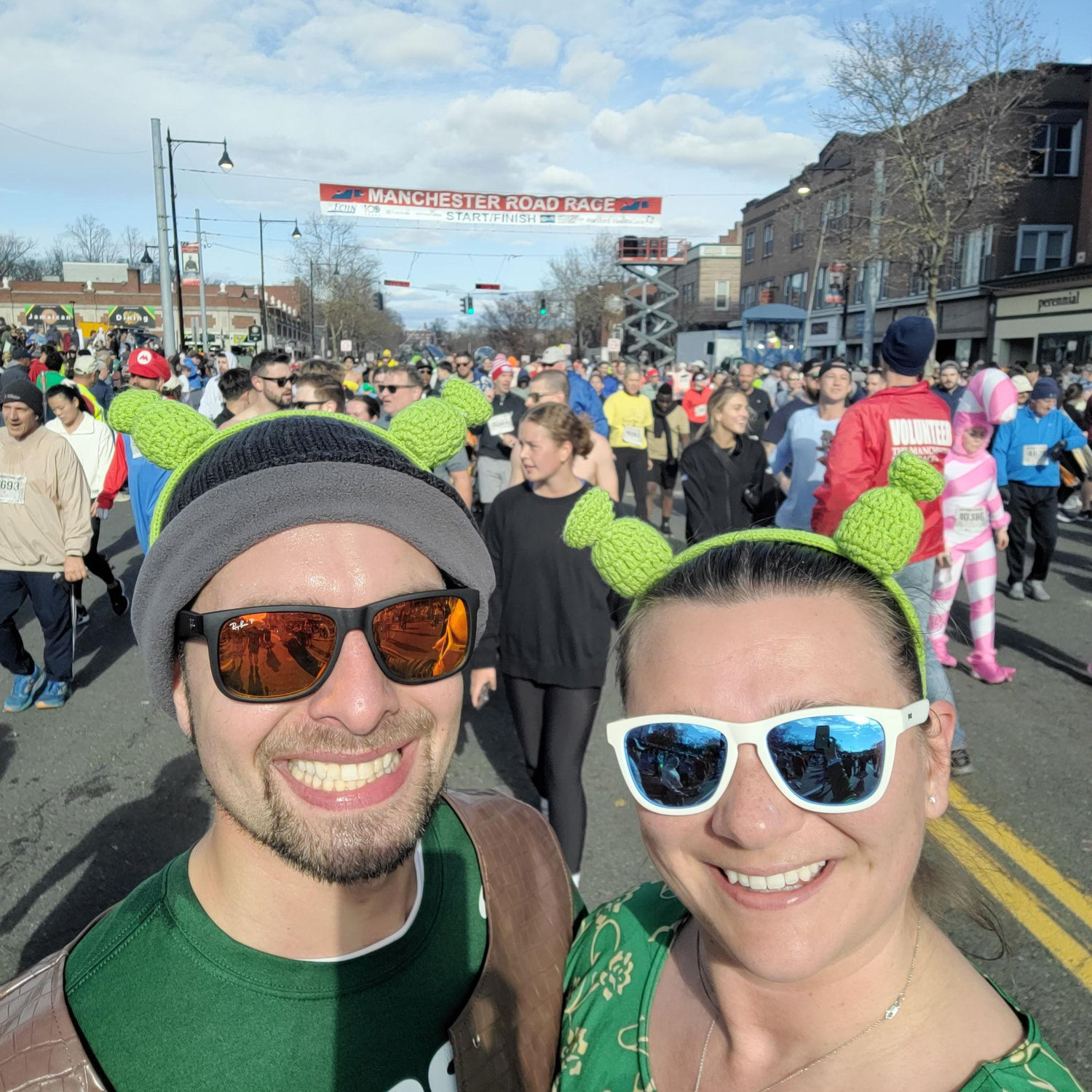 Shrek and Fiona tackle the Manchester Road Race