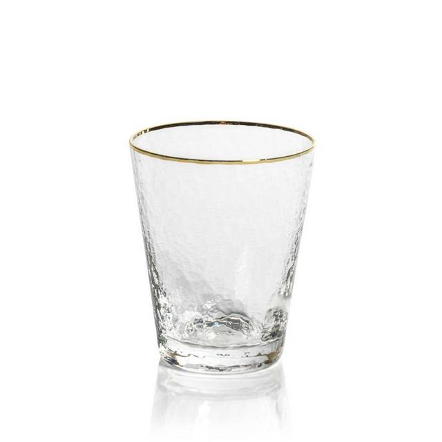 Hammered Gold Rim Tapered Double Old Fashioned Glasses, Set of 4