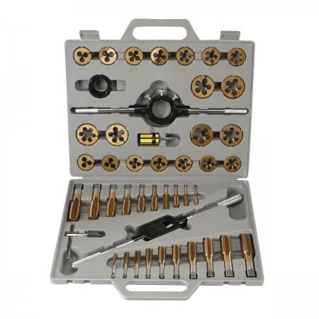 Titanium Nitride Coated Alloy Steel Metric Tap & Die Set, 45 Pc.